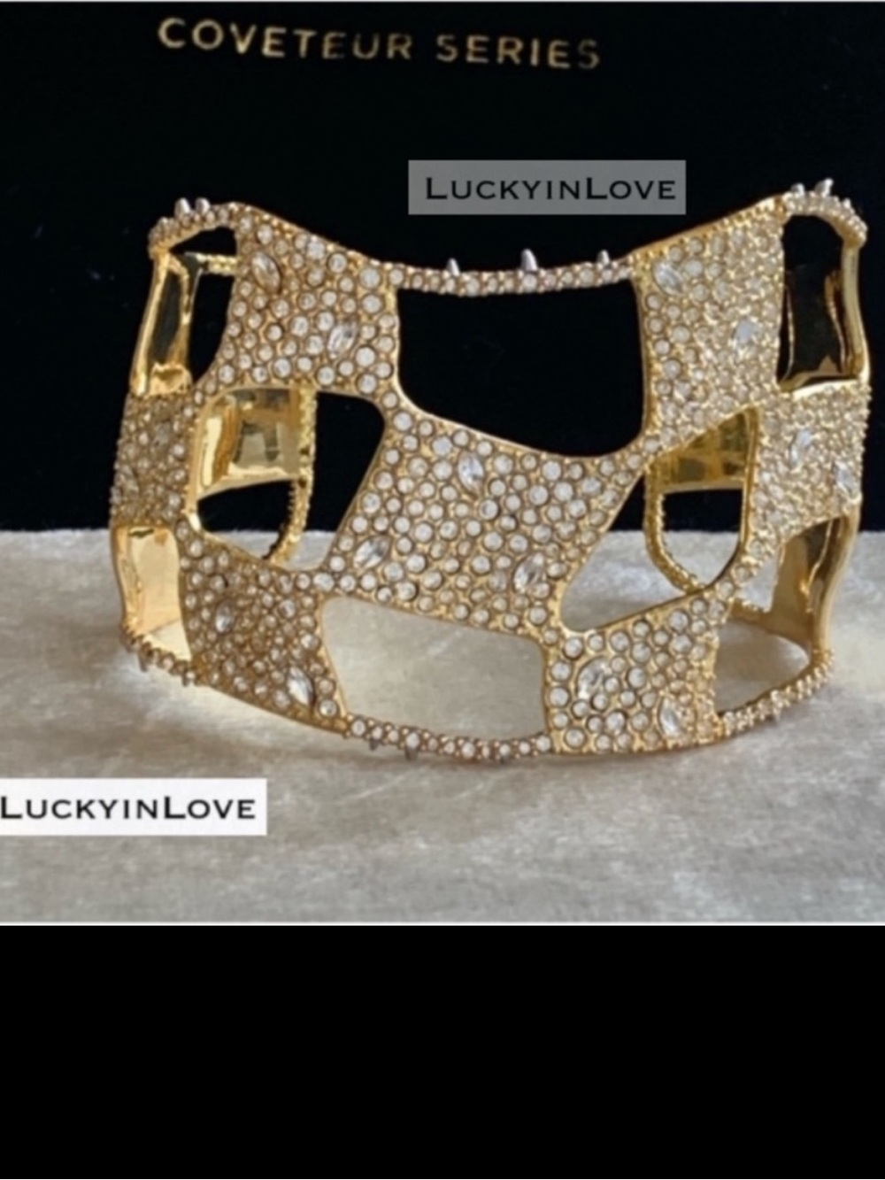 ALEXIS BITTAR Modern Georgian Gold Crystal Encrusted
Checkerboard Cuff Bracelet